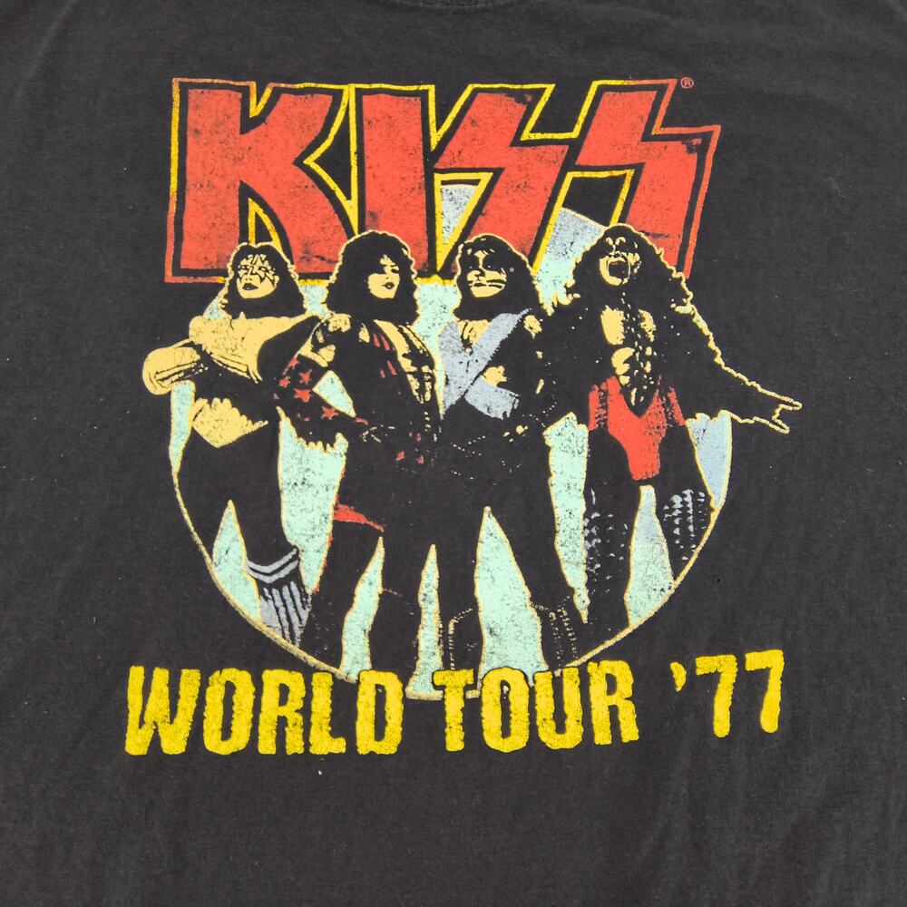 Kiss World Tour 77 Band Crew Neck Graphic T Shirt Mens Size 3XL Black Red - Picture 4 of 9